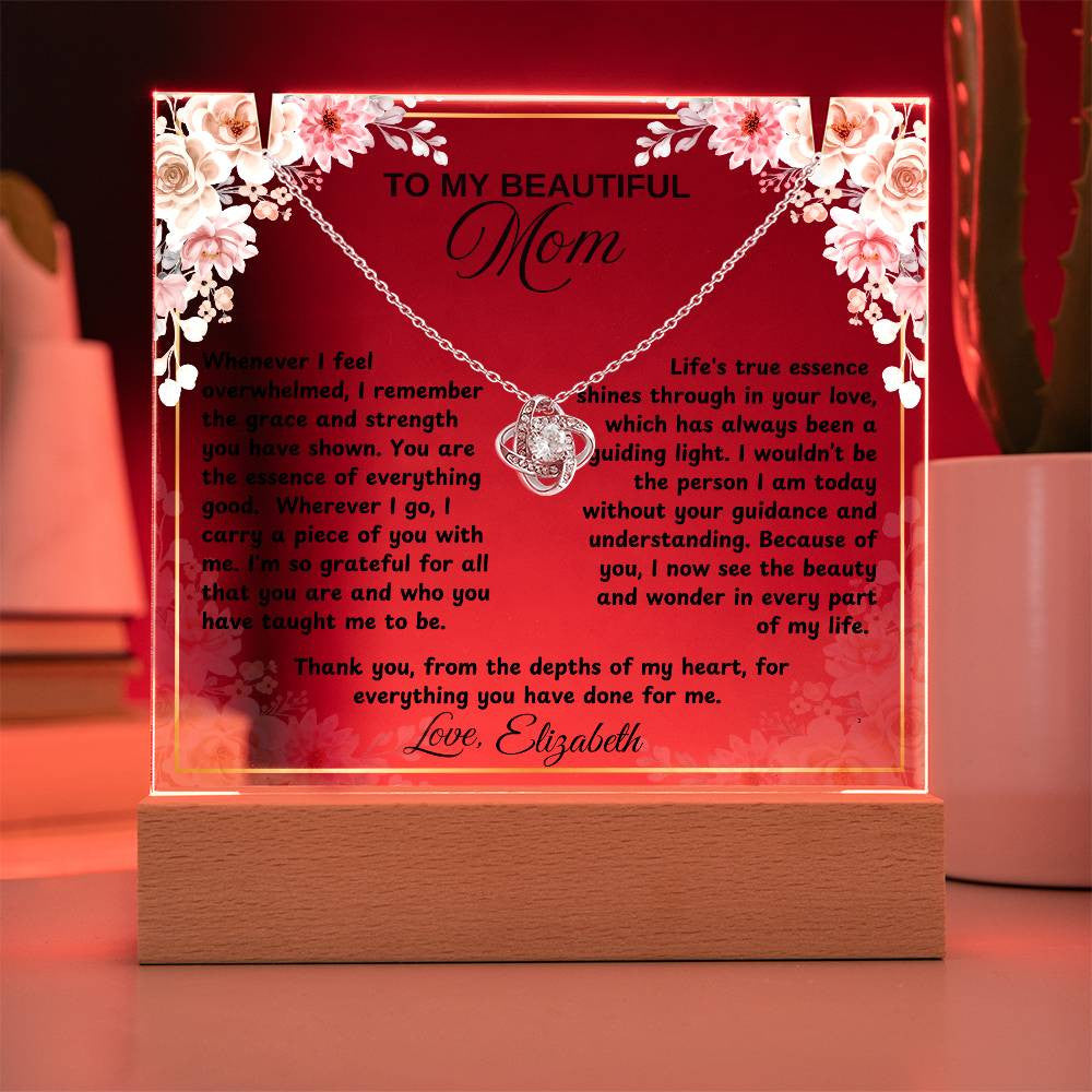 To My Mom|Personalized Acrylic Bundle Love Knot Necklace