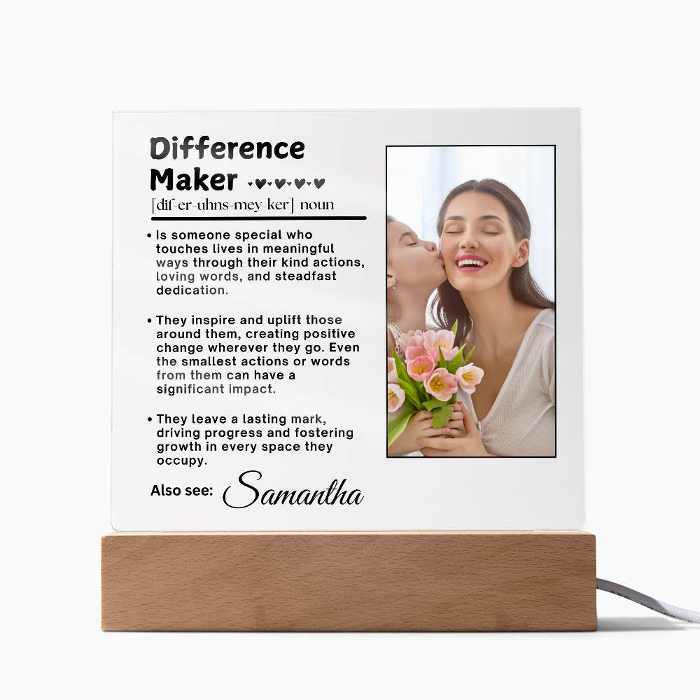 Difference Maker Personalized Acrylic Plaque Gift