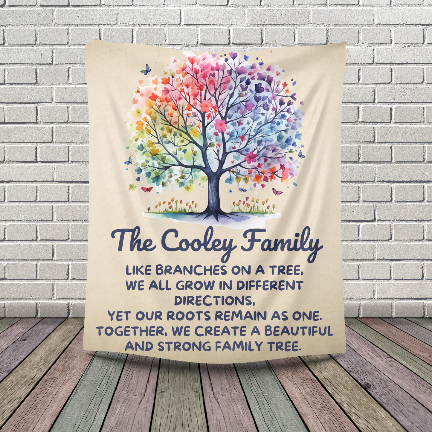 Personalized Family Tree Blanket Jersey Fleece Blanket 50x60