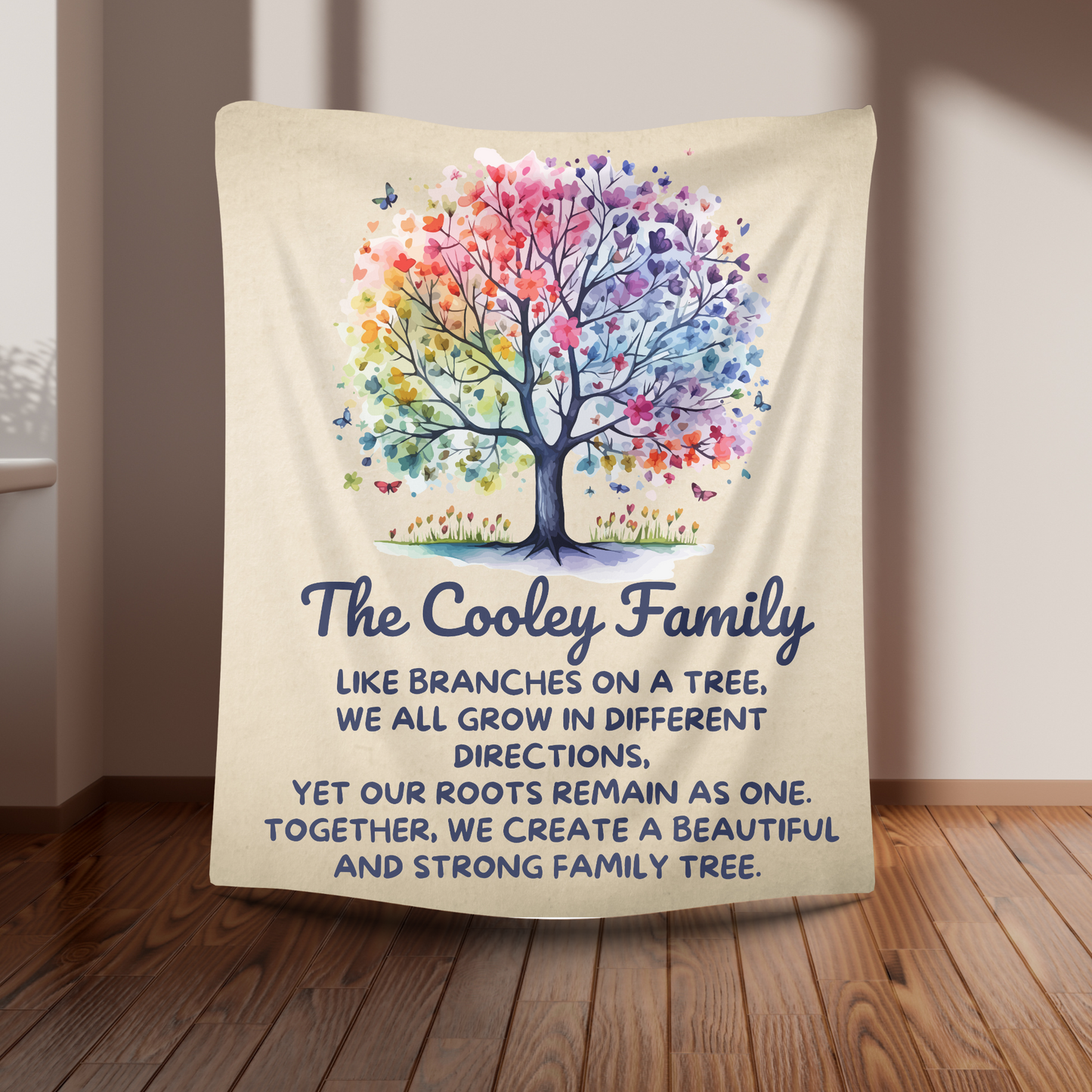 Personalized Family Tree Blanket Jersey Fleece Blanket 50x60