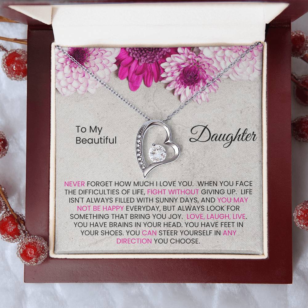 To My Beautiful Daughter Forever Love Necklace