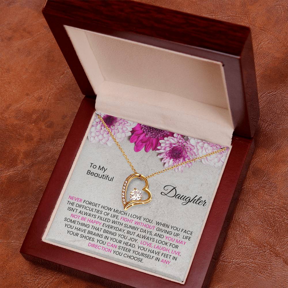 To My Beautiful Daughter Forever Love Necklace