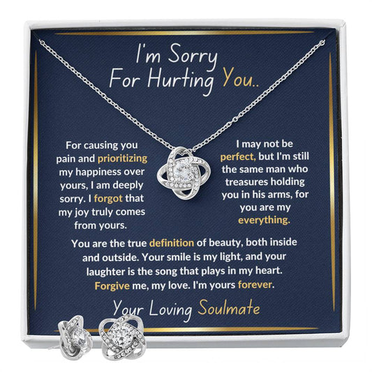 I'm Sorry For Hurting You Love Knot Necklace & Earring Set