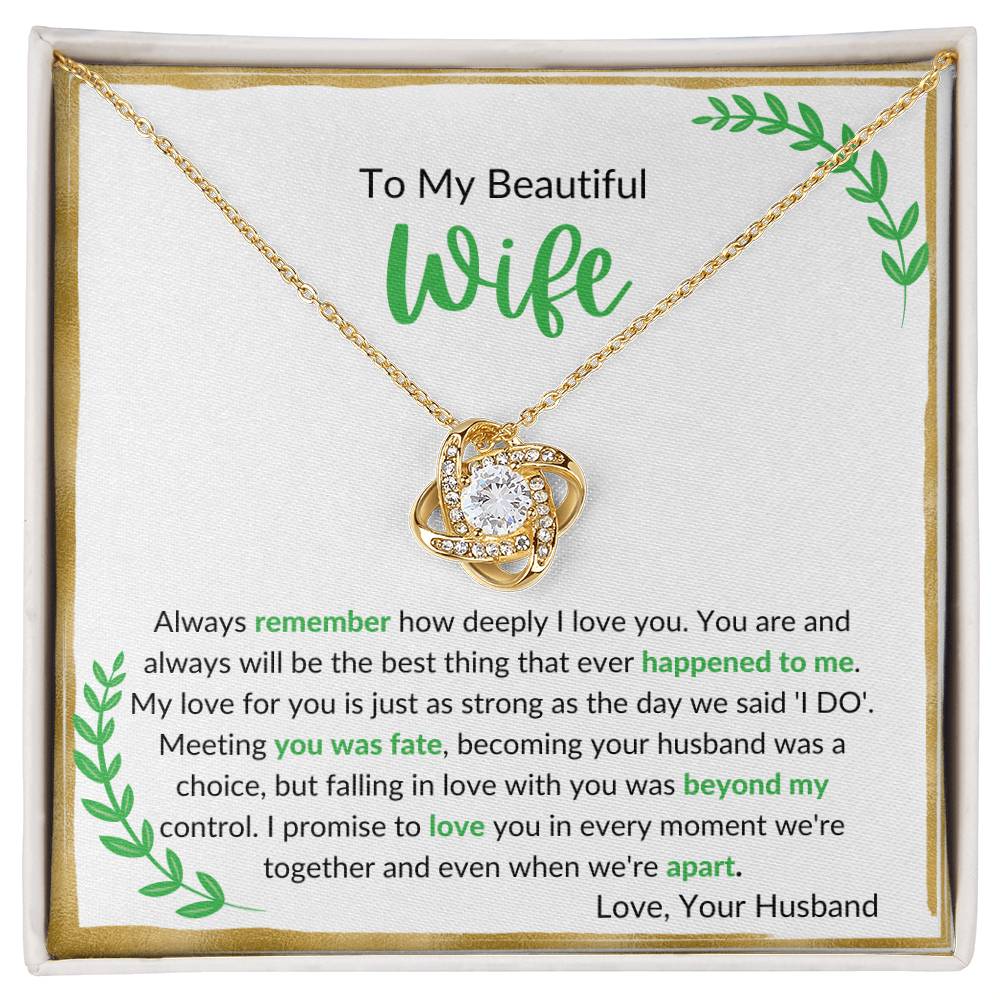 To My Beautiful Wife Love Knot Necklace