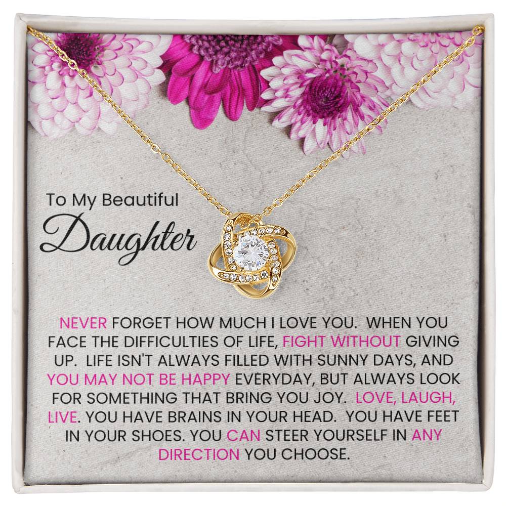 To My Beautiful Daughter Love Knot Necklace