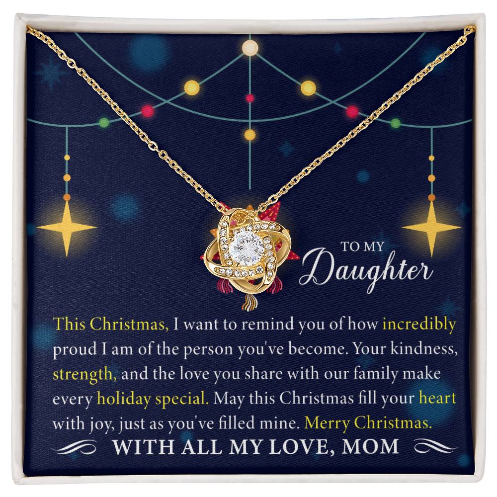 To My Daughter Merry Christmas Love Knot Necklace - Gifted Jewels