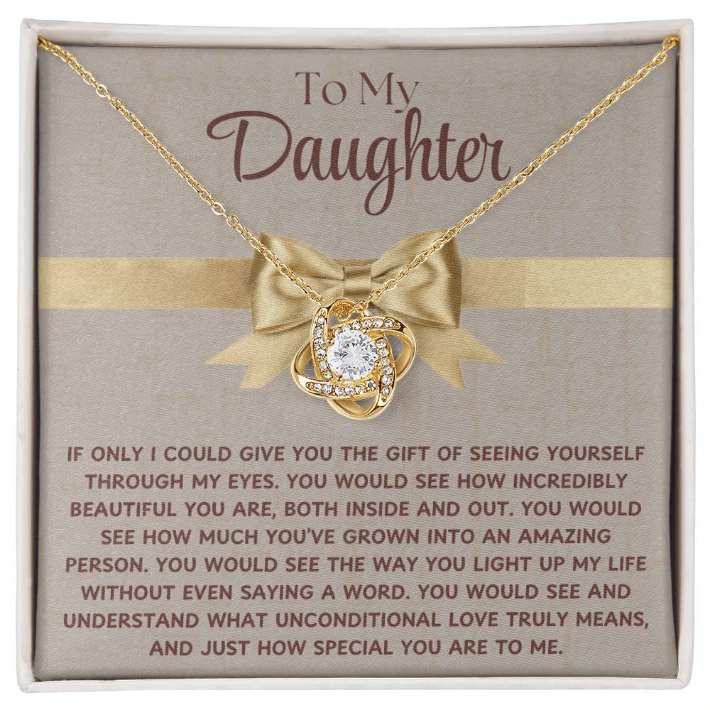 To My Daughter Love Knot Necklace