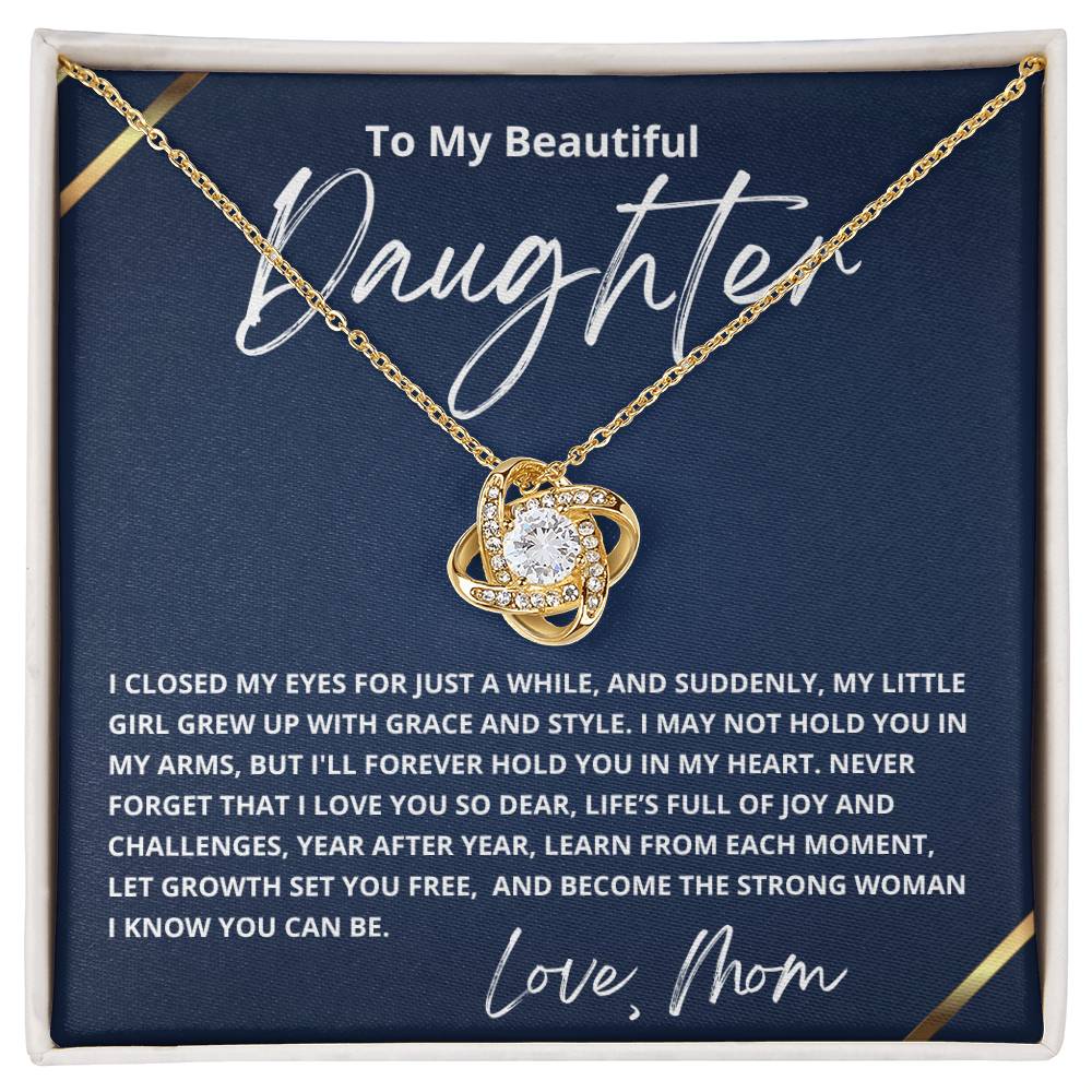 To My Beautiful Daughter Love Knot Necklace - Gifted Jewels