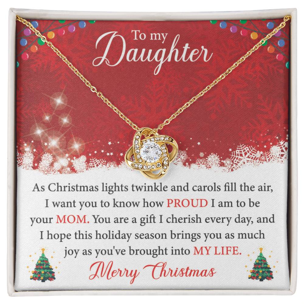 To My Daughter Merry Christmas Love Knot Necklace - Gifted Jewels