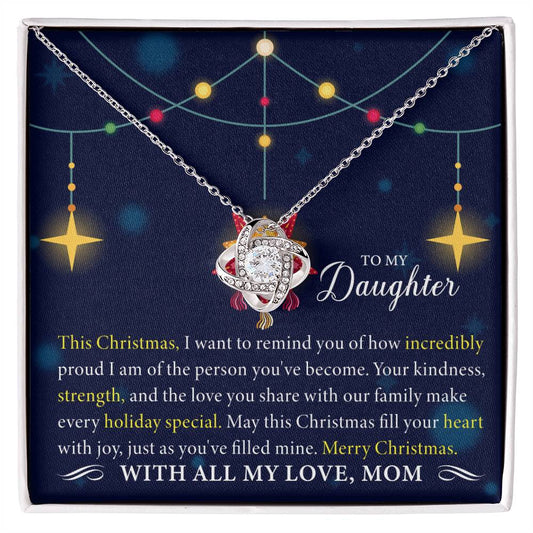 To My Daughter Merry Christmas Love Knot Necklace - Gifted Jewels