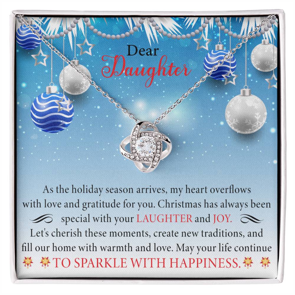 Dear Daughter Merry Christmas Love Knot Necklace - Gifted Jewels