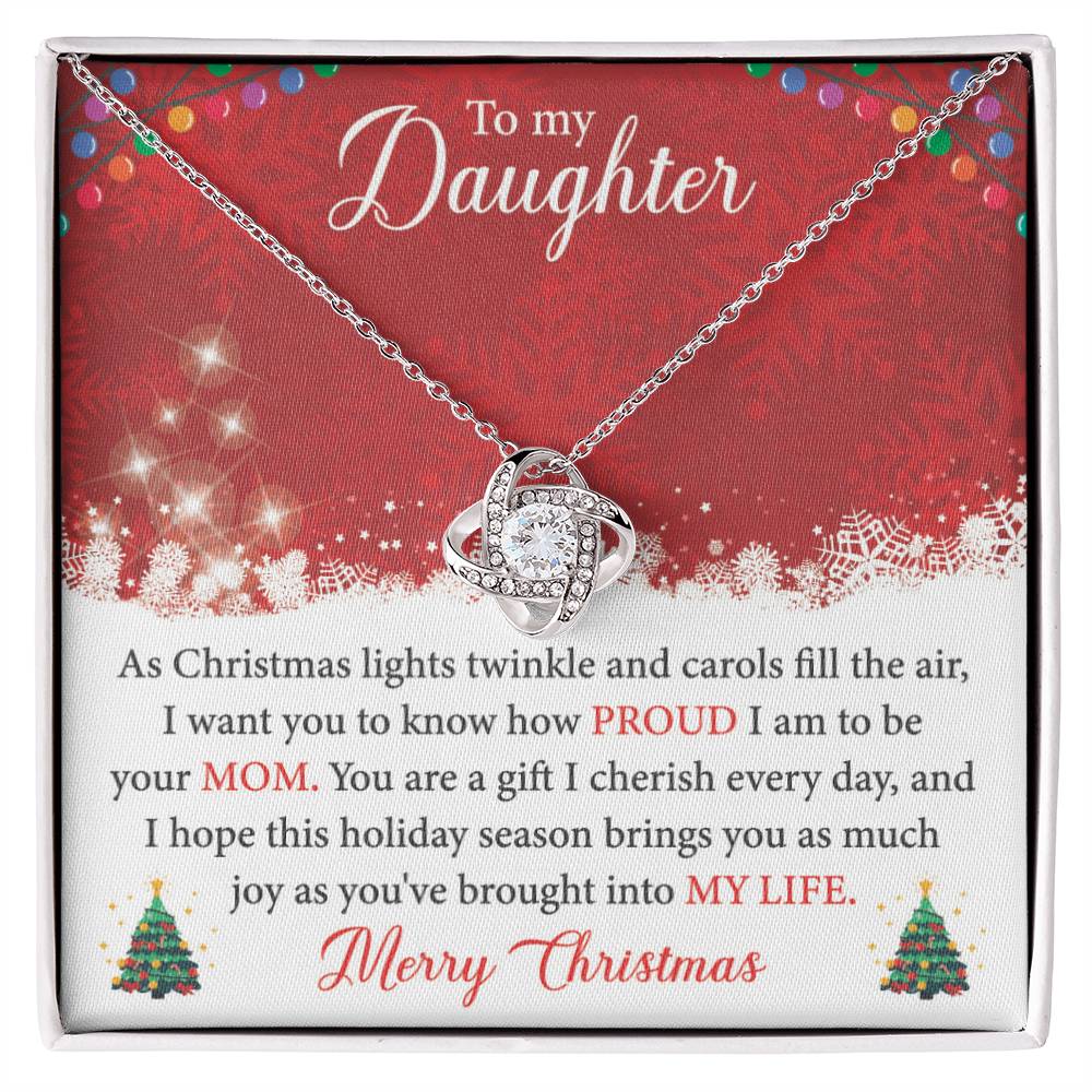 To My Daughter Merry Christmas Love Knot Necklace - Gifted Jewels