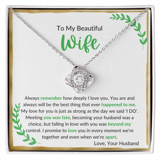 To My Beautiful Wife Love Knot Necklace