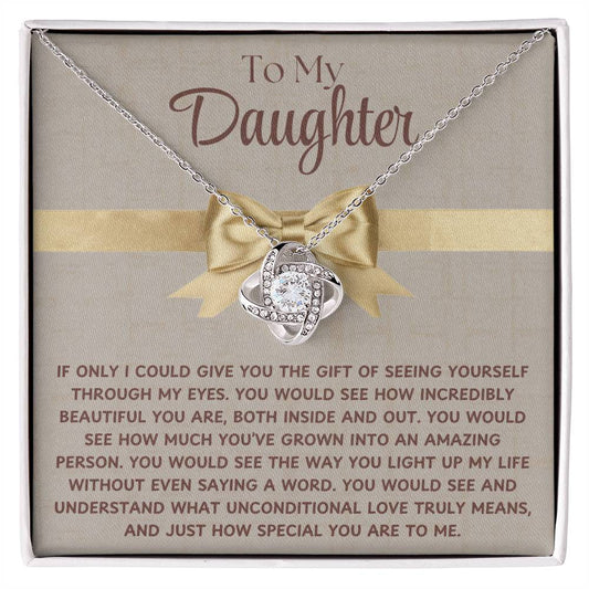 To My Daughter Love Knot Necklace