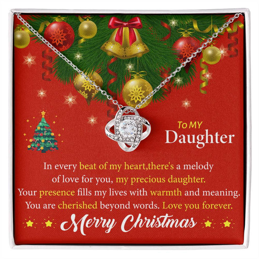 To My Daughter Merry Christmas Love Knot Necklace - Gifted Jewels