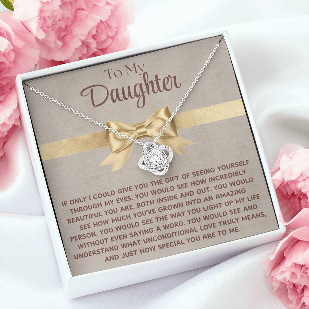 To My Daughter Love Knot Necklace