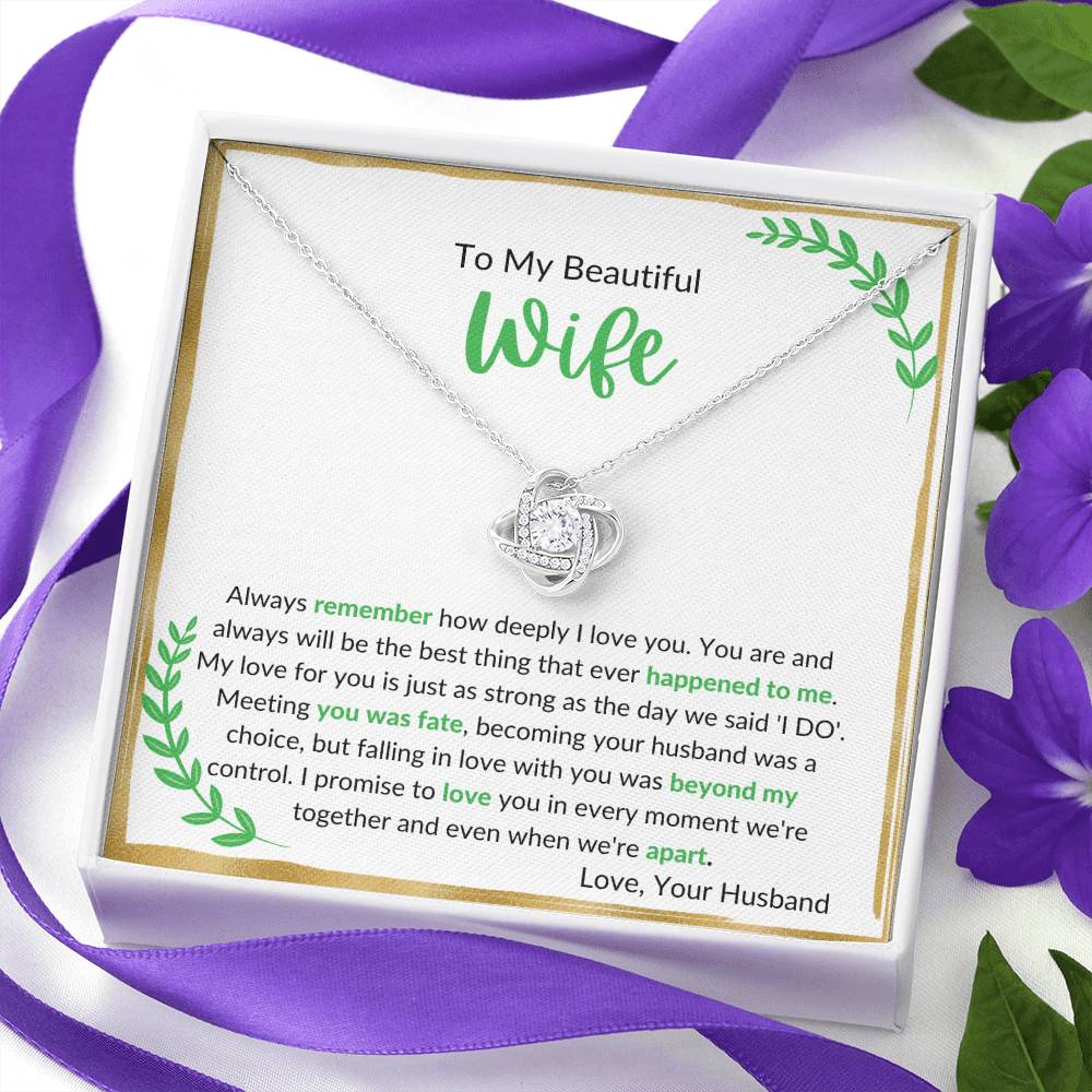 To My Beautiful Wife Love Knot Necklace