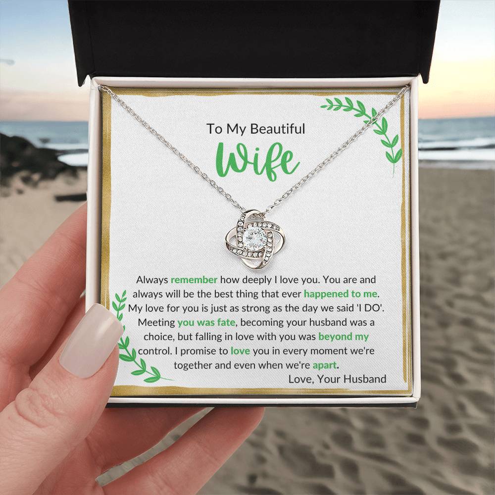 To My Beautiful Wife Love Knot Necklace