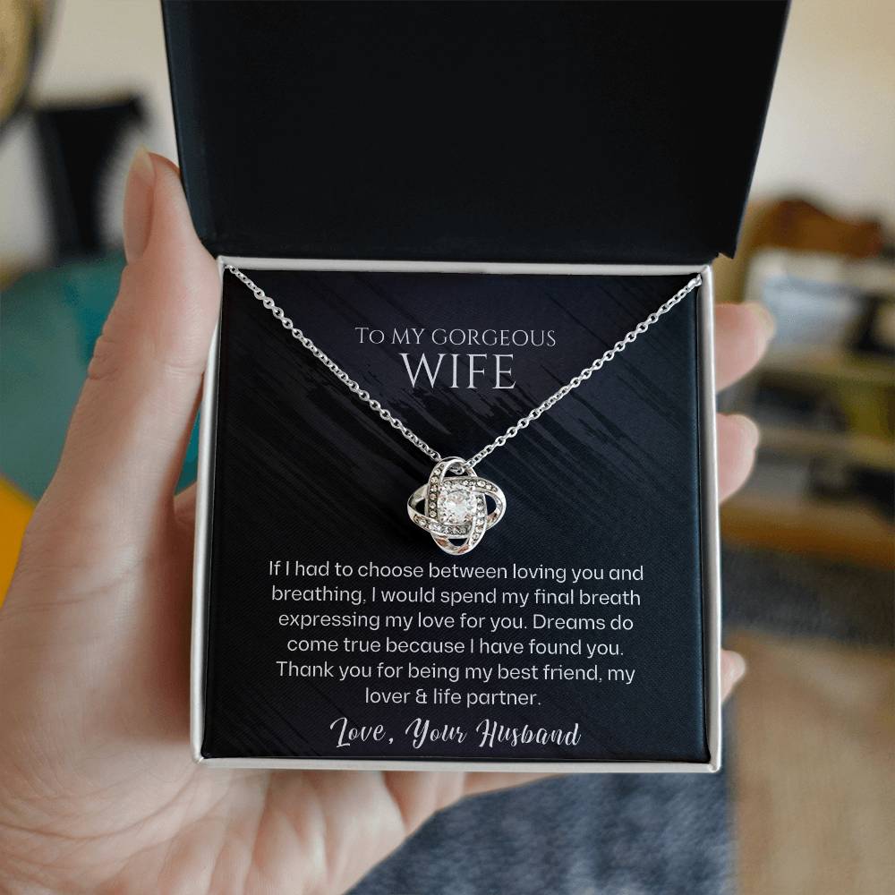 To My Gorgeous Wife Love Knot Necklace - Gifted Jewels