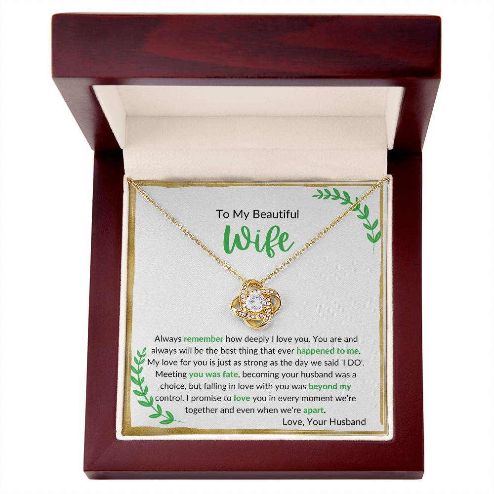 To My Beautiful Wife Love Knot Necklace