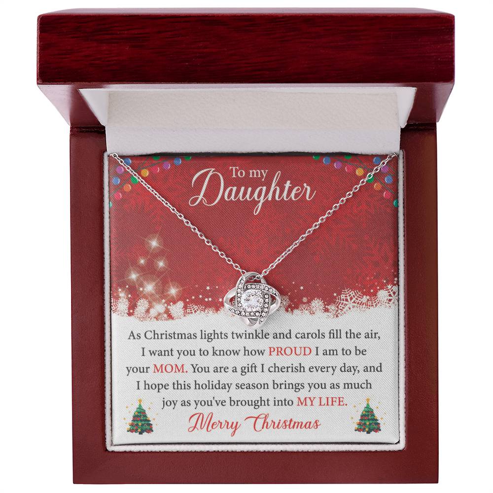 To My Daughter Merry Christmas Love Knot Necklace - Gifted Jewels