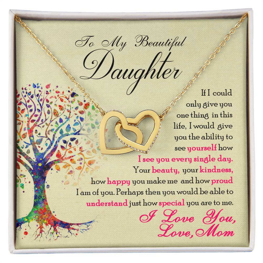 To My Beautiful Daughter Interlocking Hearts Necklace - Gifted Jewels