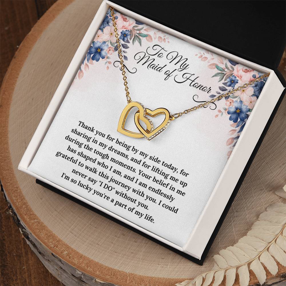 To My Maid of Honor Interlocking Hearts Necklace - Gifted Jewels