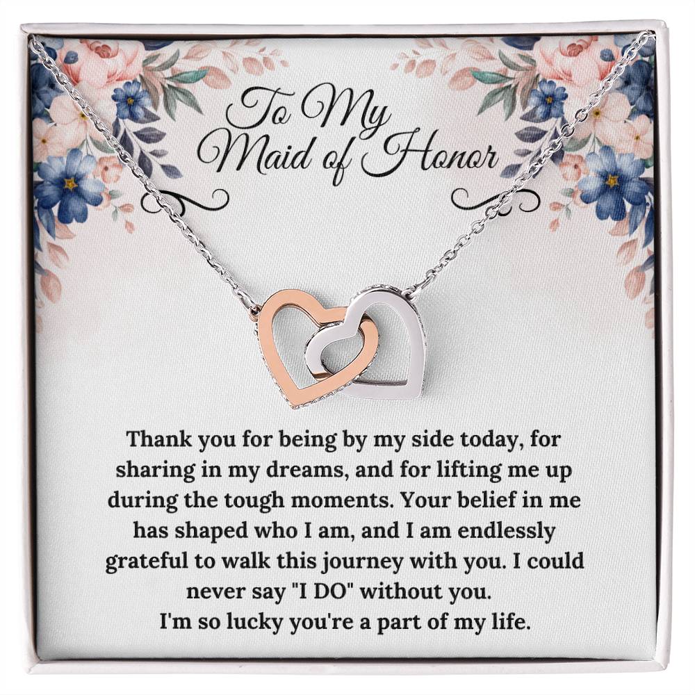 To My Maid of Honor Interlocking Hearts Necklace - Gifted Jewels