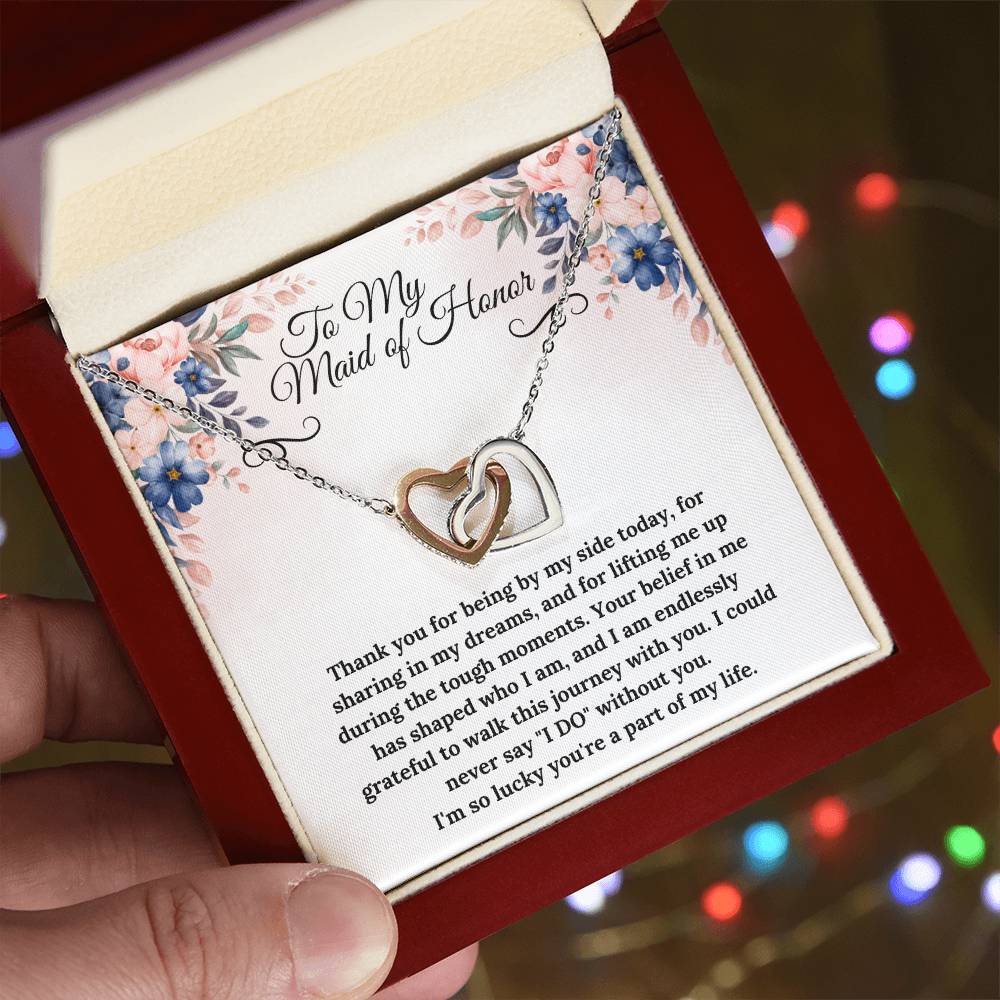 To My Maid of Honor Interlocking Hearts Necklace - Gifted Jewels