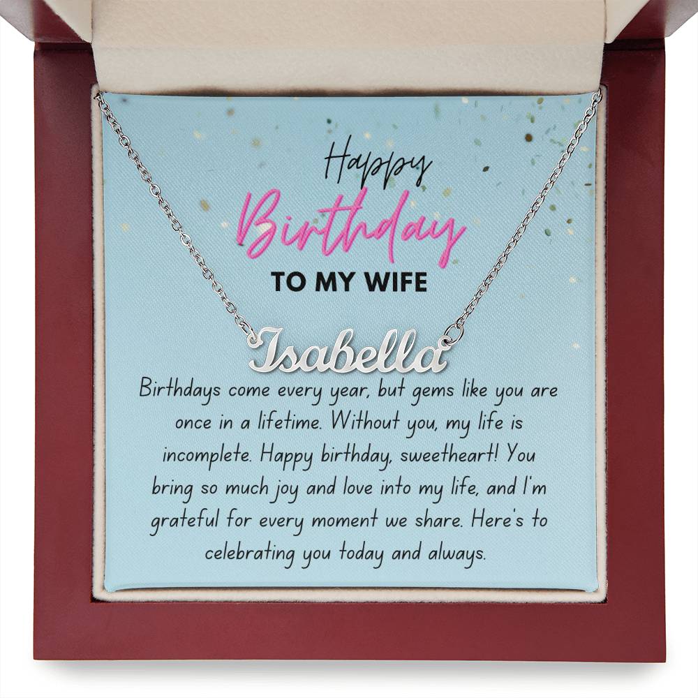 Happy Birthday To My Wife Custom Name Necklace