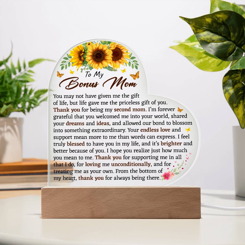 To My Bonus Mom Acrylic Plaque