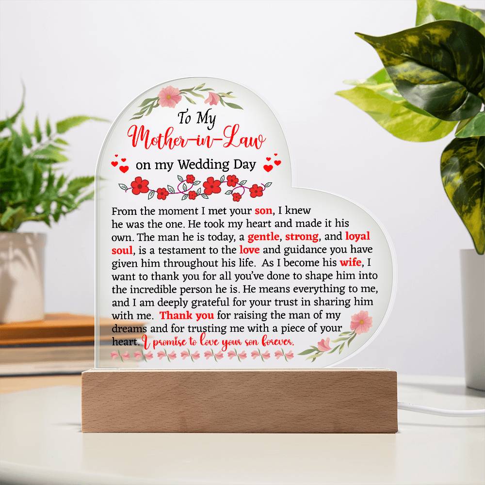 To My Mother-in-Law On My Wedding Day Acrylic Plaque