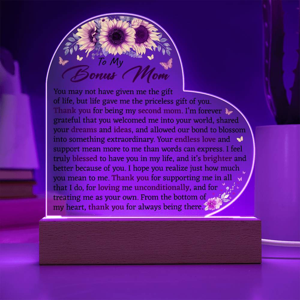 To My Bonus Mom Acrylic Plaque