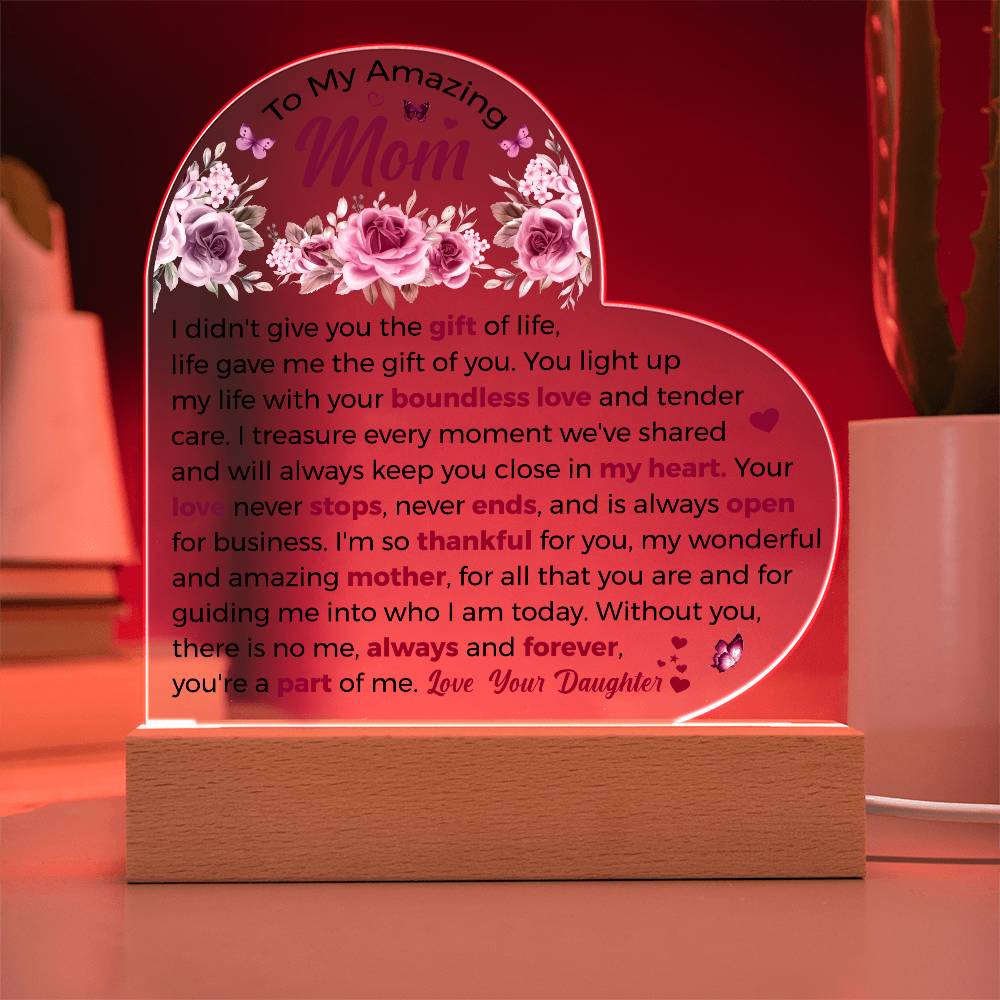 To My Amazing Mom Acrylic Plaque