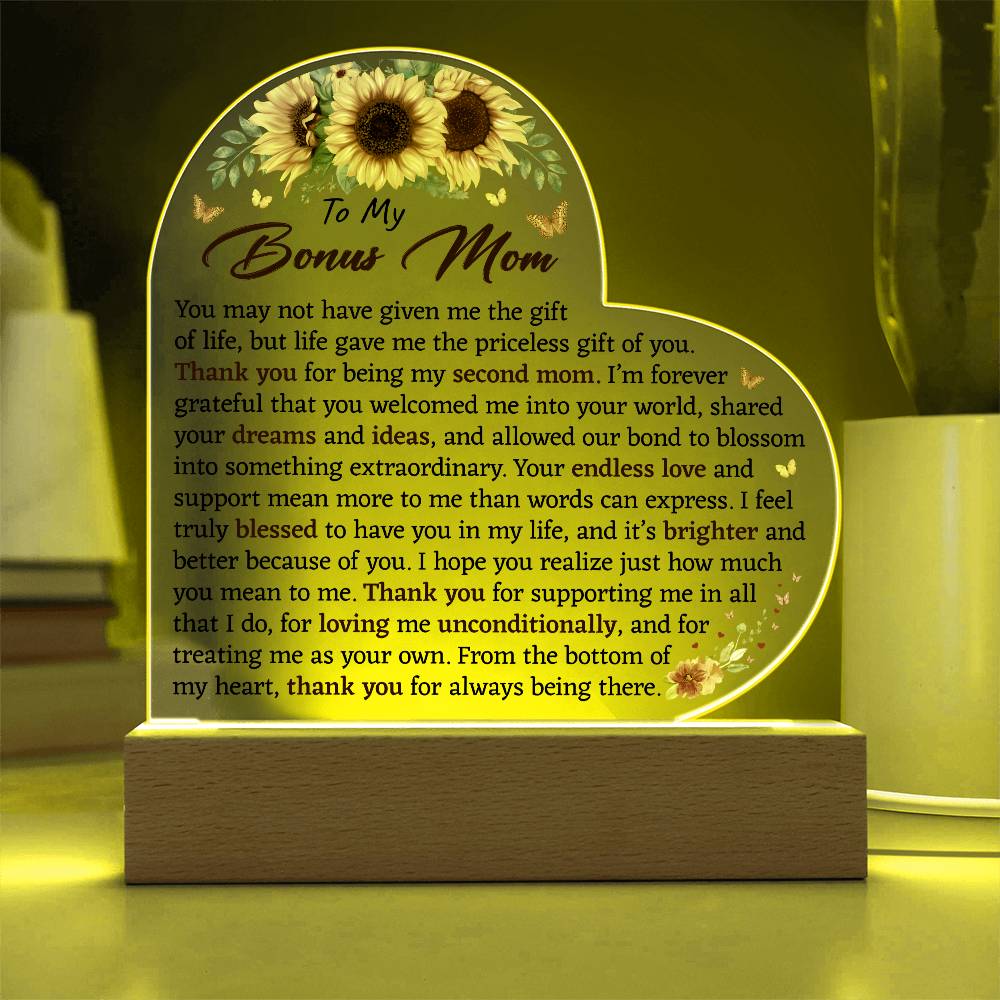 To My Bonus Mom Acrylic Plaque