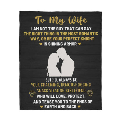 To My Wife Jersey Fleece Blanket Gift