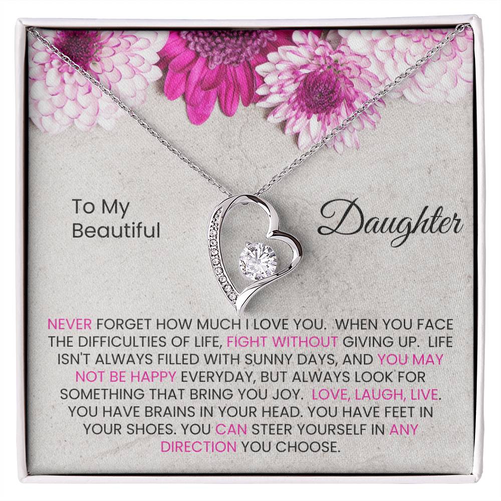 To My Beautiful Daughter Forever Love Necklace