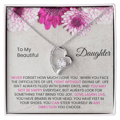 To My Beautiful Daughter Forever Love Necklace