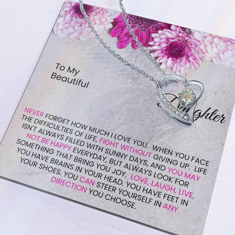 To My Beautiful Daughter Forever Love Necklace