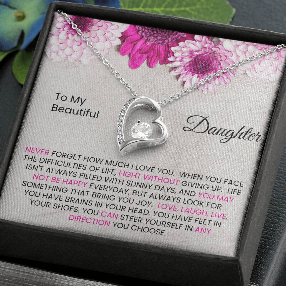 To My Beautiful Daughter Forever Love Necklace