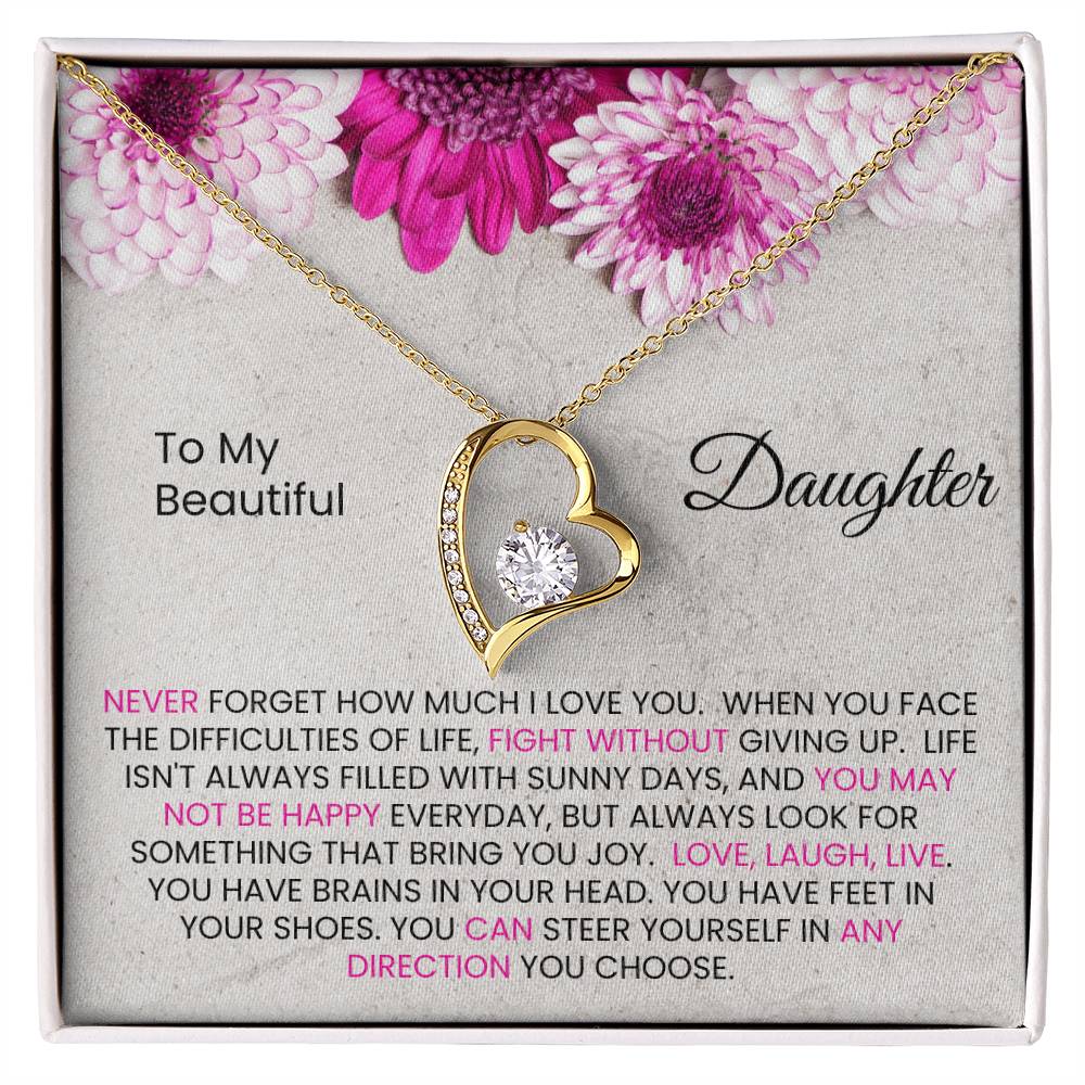 To My Beautiful Daughter Forever Love Necklace