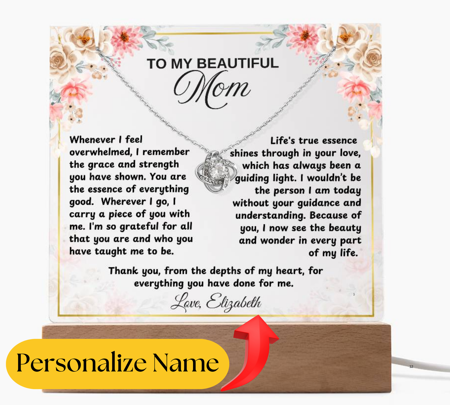 To My Mom|Personalized Acrylic Bundle Love Knot Necklace