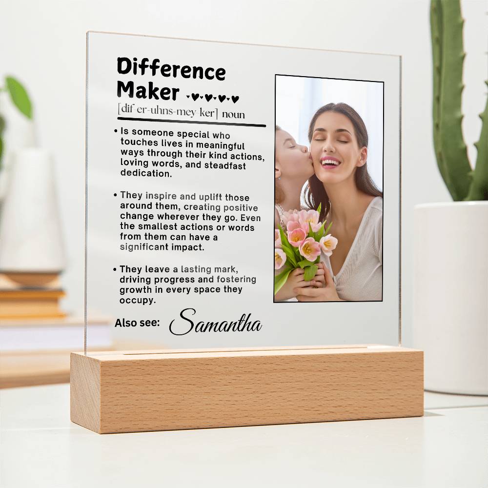 Difference Maker Personalized Acrylic Plaque Gift